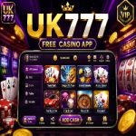 UK777 Casino App interface showing casino-style games, virtual rewards, and a modern Android gaming dashboard.